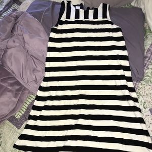 Loft Black & White striped zip-up dress